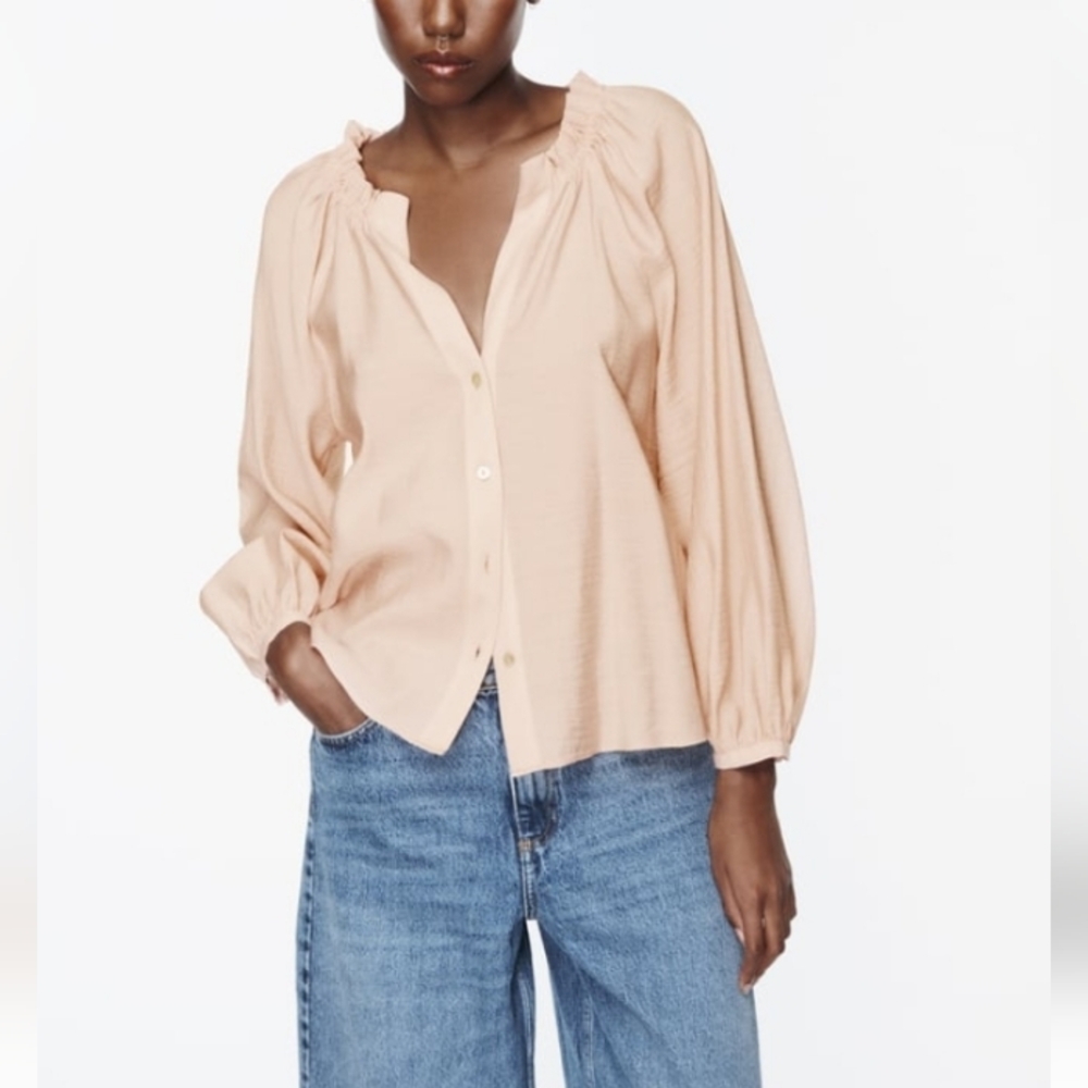Zara Ruffled Collar Blouse Sz-L